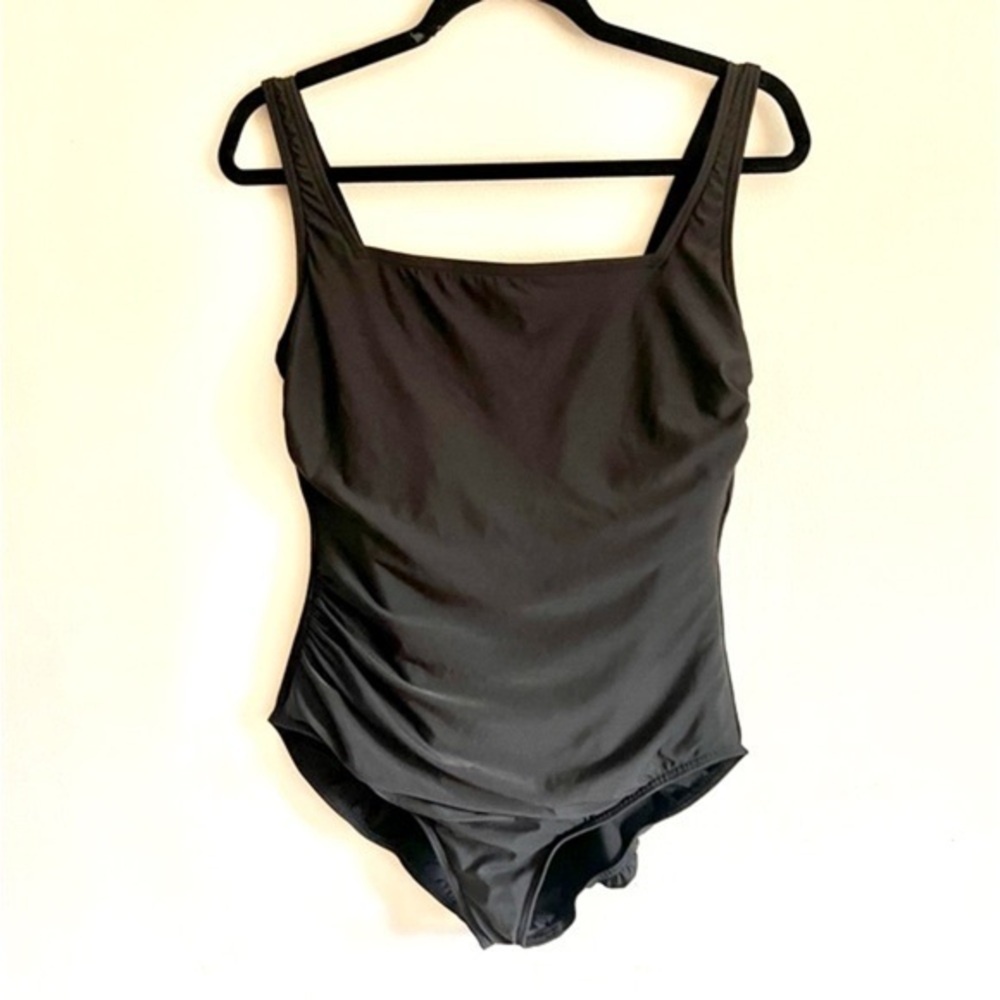 Miraclesuit One-Piece Swimsuit black Slimming Ruched sideswipe